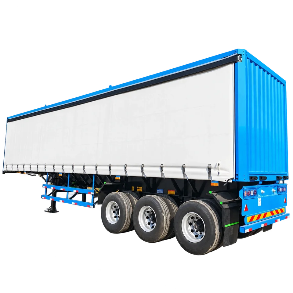 Three-axle curtain-side semi-trailer — rear angle