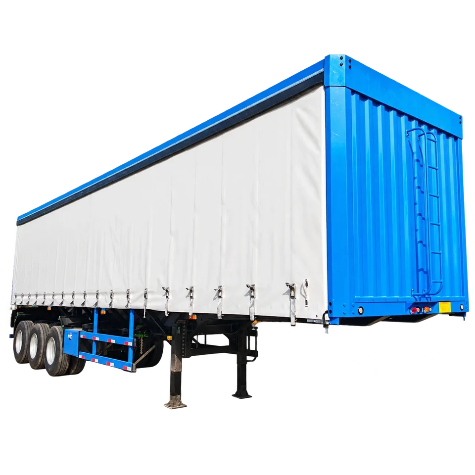Three-axle curtain-side semi-trailer — front angle