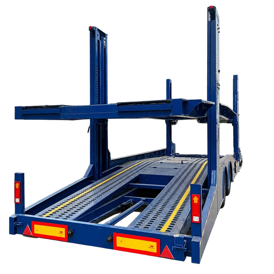Double-deck car-carrier semi-trailer — rear loading angle