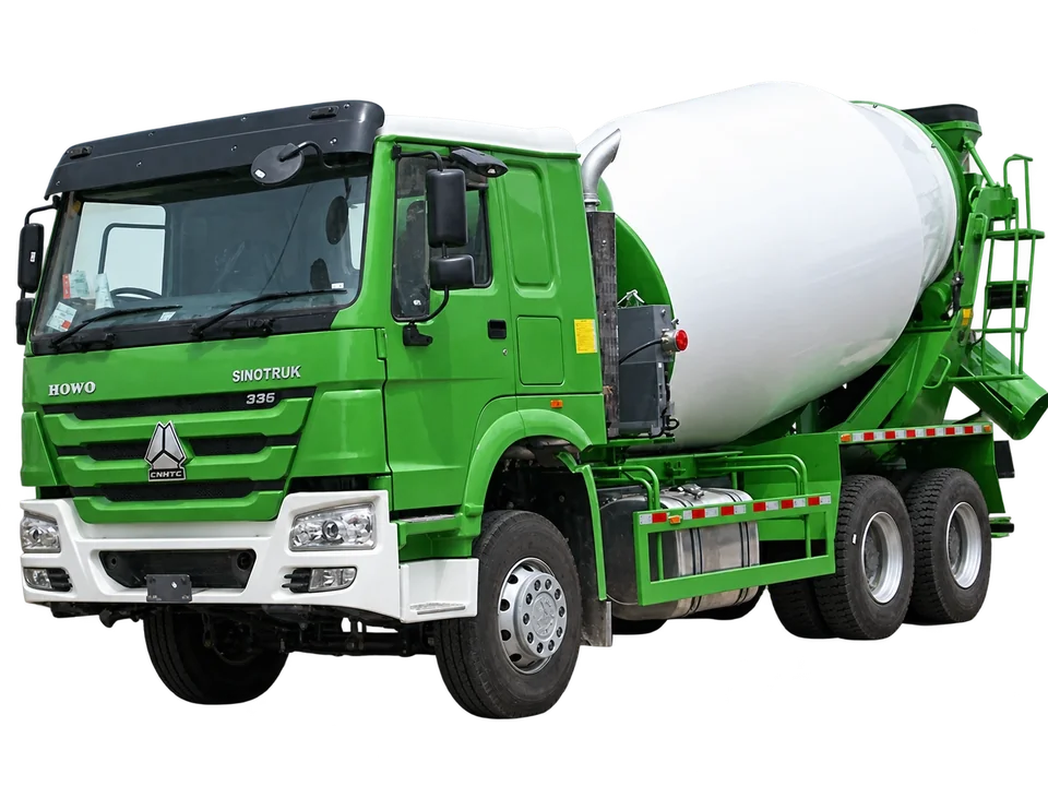 HOWO 6×4 concrete mixer — green front angle